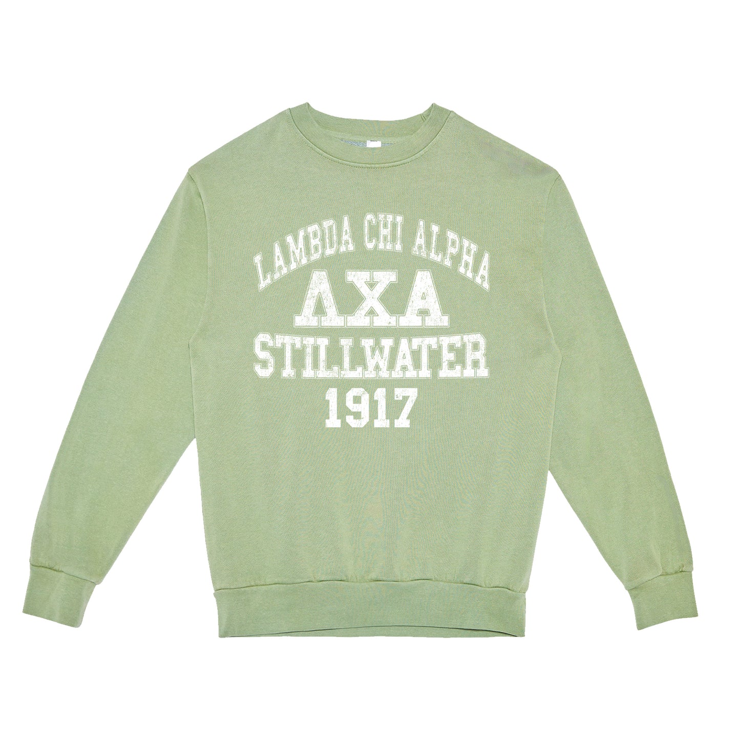 Lambda Arch Text Crewneck (Oil Green) HEAVYWEIGHT
