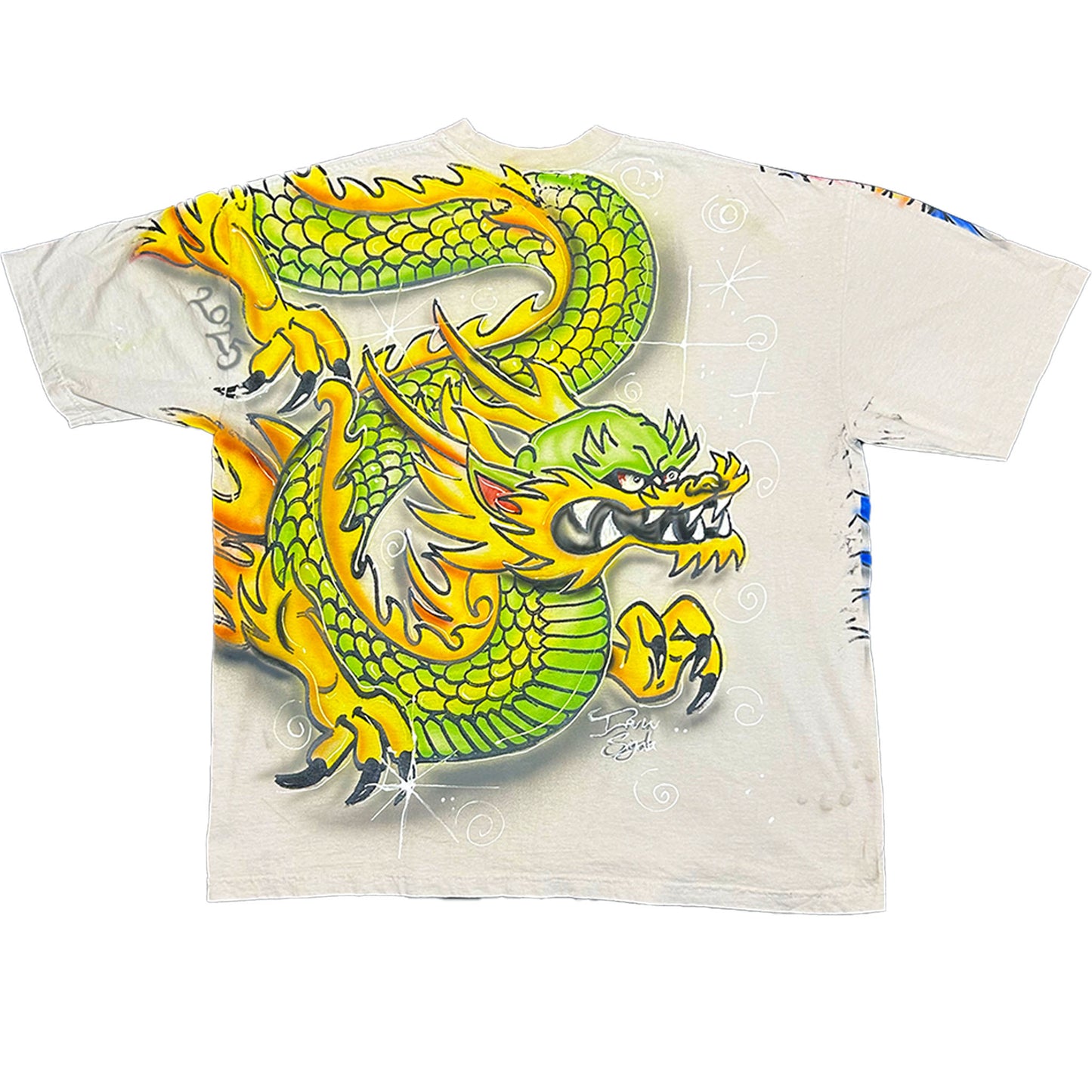 (2XL) DOUBLE SIDE! AIRBRUSHED DRAGON TEE