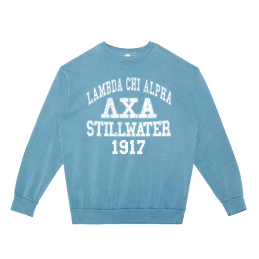 Lambda Arch Text Crewneck (Pebble Blue) HEAVYWEIGHT
