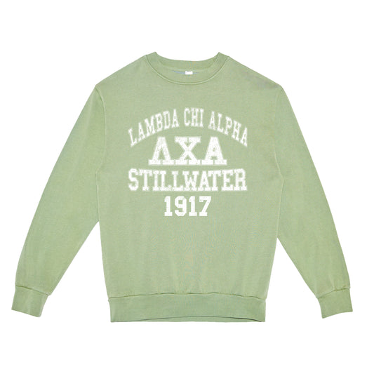 Lambda Arch Text Crewneck (Oil Green) HEAVYWEIGHT