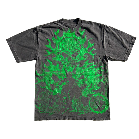GREEN FLAME SKULL TEE