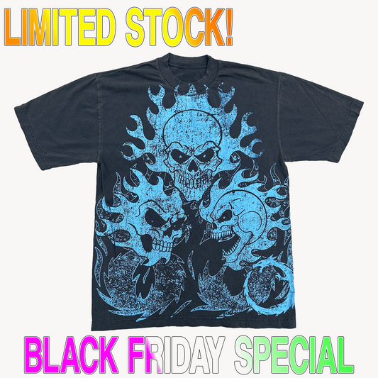 BLUE FLAME SKULL TEE